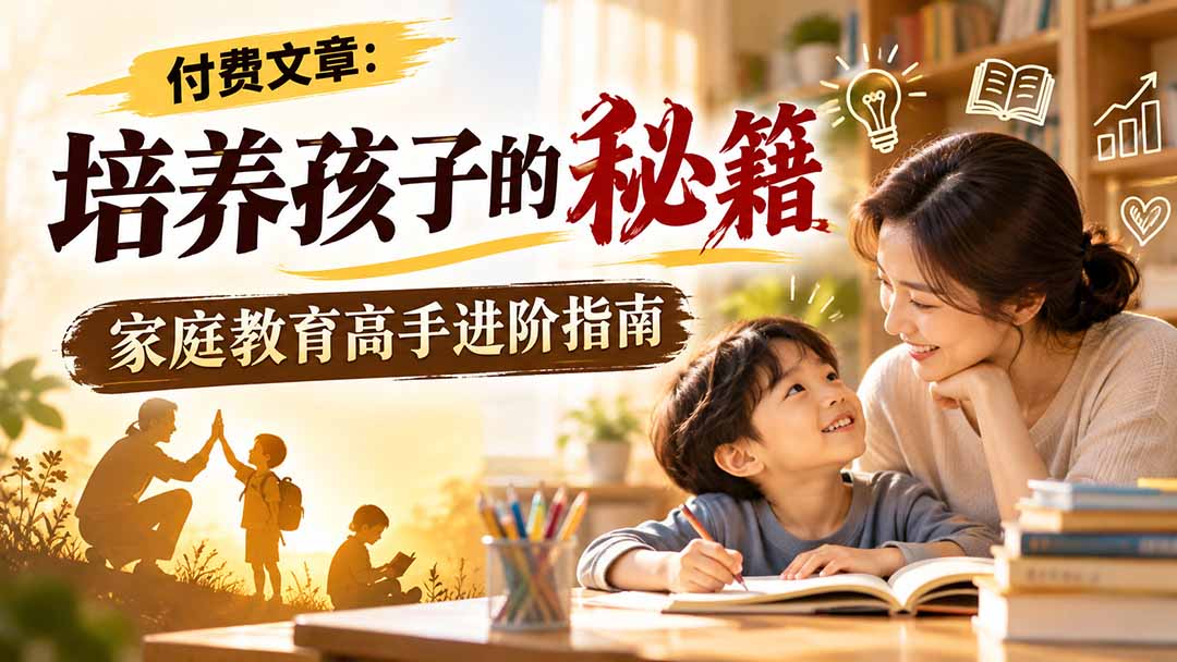 付费文章：培养孩子的秘籍，家庭教育高手进阶指南网络赚钱,项目资源网,副业资源网,兼职项目,网赚课程-副业赚钱-互联网创业-独家轻创IP大圣网创