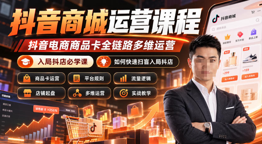 抖音商城运营课程，抖音电商商品卡全链路多维运营，入局抖店必学课， 如何快速扫盲入局抖店(更新1017)网络赚钱,项目资源网,副业资源网,兼职项目,网赚课程-副业赚钱-互联网创业-独家轻创IP大圣网创