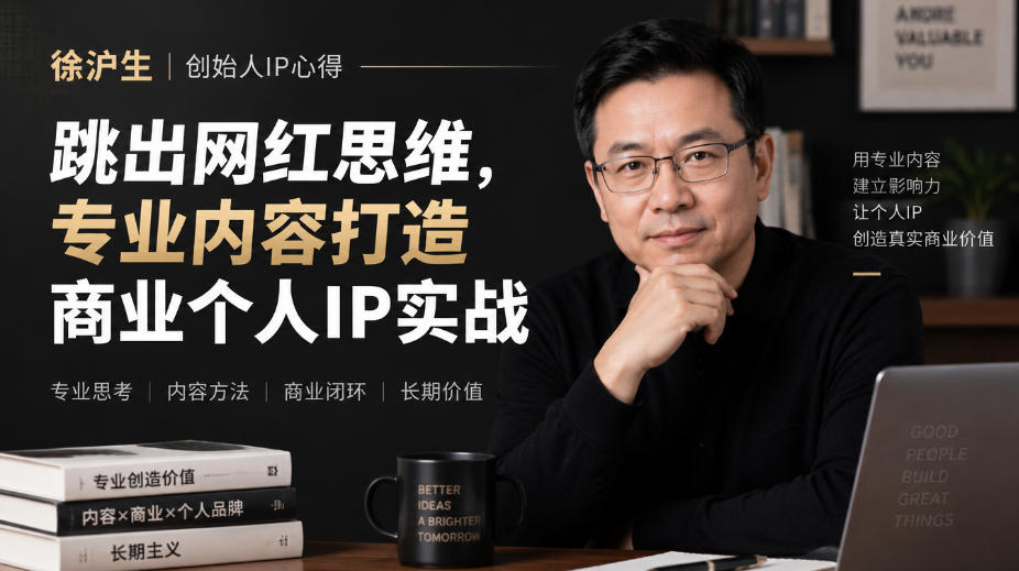 徐沪生创始人IP心得｜跳出网红思维，专业内容打造商业个人IP实战【文档】网络赚钱,项目资源网,副业资源网,兼职项目,网赚课程-副业赚钱-互联网创业-独家轻创IP大圣网创