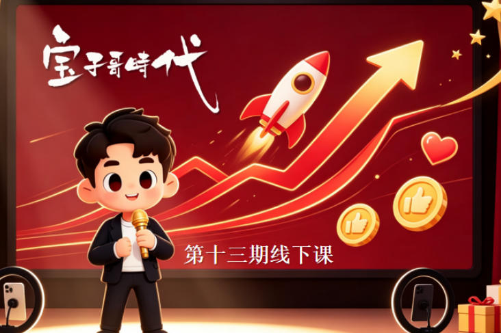 宝子哥抖音直播第13期VIP线下课9月5-6日,26年最值得看的直播课程,快速突破直播间流量瓶颈,打造高效起号闭环网络赚钱,项目资源网,副业资源网,兼职项目,网赚课程-副业赚钱-互联网创业-独家轻创IP大圣网创