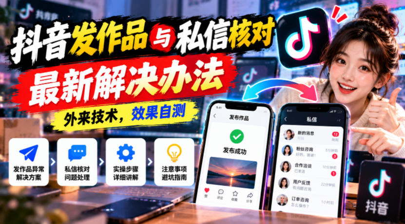 抖音发作品与私信核对最新解决办法，外来技术，效果自测网络赚钱,项目资源网,副业资源网,兼职项目,网赚课程-副业赚钱-互联网创业-独家轻创IP大圣网创