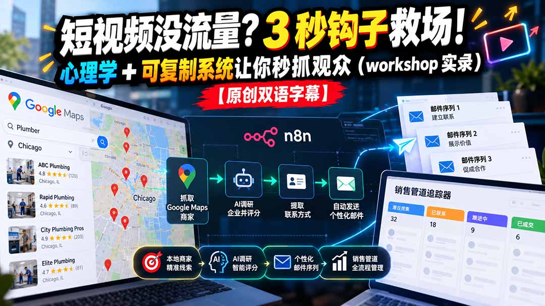 短视频没流量？3 秒钩子救场！心理学 + 可复制系统让你秒抓观众(workshop 实录网络赚钱,项目资源网,副业资源网,兼职项目,网赚课程-副业赚钱-互联网创业-独家轻创IP大圣网创