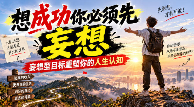 付费文章：想成功你必须先妄想，妄想型目标重塑你的人生认知网络赚钱,项目资源网,副业资源网,兼职项目,网赚课程-副业赚钱-互联网创业-独家轻创IP大圣网创