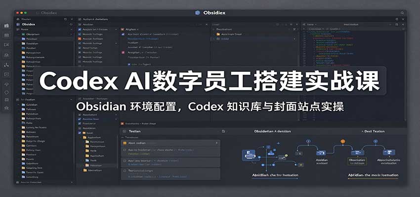 Codex AI数字员工搭建实战课:Obsidian 环境配置,Codex 知识库与封面站点实操网络赚钱,项目资源网,副业资源网,兼职项目,网赚课程-副业赚钱-互联网创业-独家轻创IP大圣网创