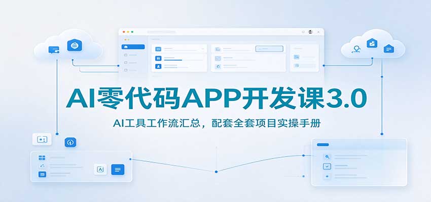 AI零代码APP开发课3.0:AI工具工作流汇总,配套全套项目实操手册网络赚钱,项目资源网,副业资源网,兼职项目,网赚课程-副业赚钱-互联网创业-独家轻创IP大圣网创