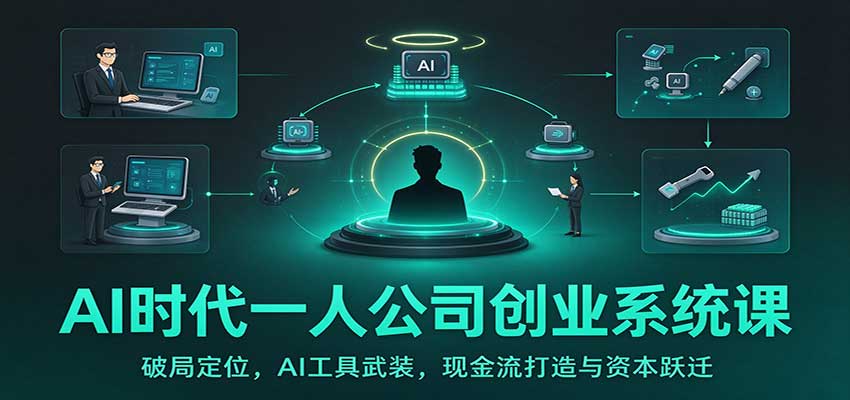 AI时代一人公司创业系统课:破局定位,AI工具武装,现金流打造与资本跃迁网络赚钱,项目资源网,副业资源网,兼职项目,网赚课程-副业赚钱-互联网创业-独家轻创IP大圣网创