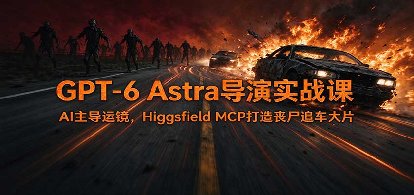 GPT-6 Astra导演实战课:AI主导运镜,Higgsfield MCP打造丧尸追车大片网络赚钱,项目资源网,副业资源网,兼职项目,网赚课程-副业赚钱-互联网创业-独家轻创IP大圣网创