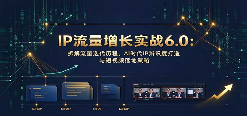 IP流量增长实战6.0：拆解流量迭代历程，AI时代IP辨识度打造与短视频落地策略网络赚钱,项目资源网,副业资源网,兼职项目,网赚课程-副业赚钱-互联网创业-独家轻创IP大圣网创