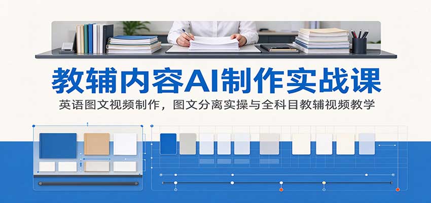AI制作教辅内容实战课:英语图文视频制作,图文分离实操与全科目教辅视频教学网络赚钱,项目资源网,副业资源网,兼职项目,网赚课程-副业赚钱-互联网创业-独家轻创IP大圣网创