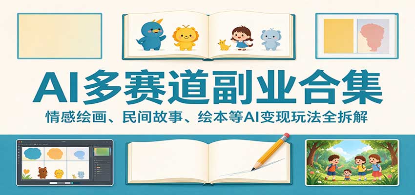 AI多赛道副业合集:情感绘画、民间故事、绘本等AI变现玩法全拆解网络赚钱,项目资源网,副业资源网,兼职项目,网赚课程-副业赚钱-互联网创业-独家轻创IP大圣网创