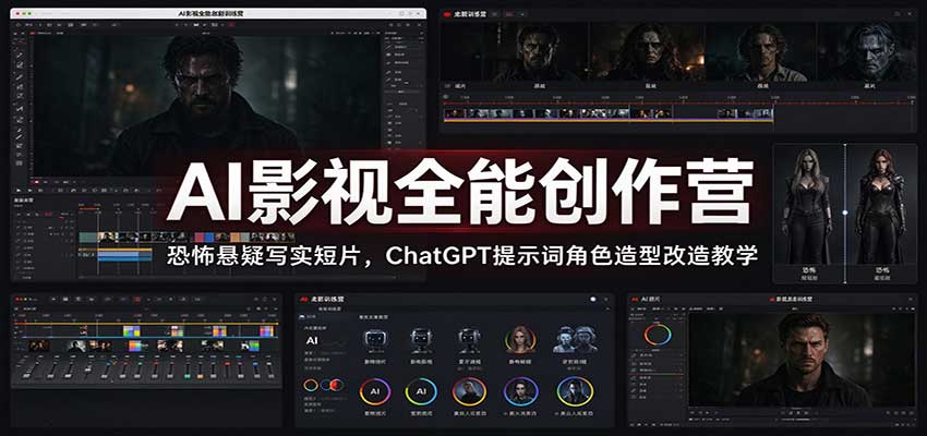 AI影视全能创作营:恐怖悬疑写实短片,ChatGPT提示词角色造型改造教学网络赚钱,项目资源网,副业资源网,兼职项目,网赚课程-副业赚钱-互联网创业-独家轻创IP大圣网创