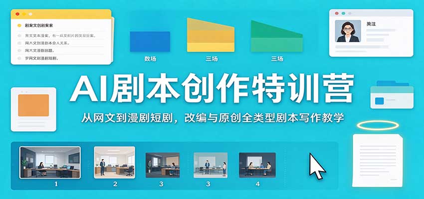 AI剧本创作特训营:从网文到漫剧短剧,改编与原创全类型剧本写作教学网络赚钱,项目资源网,副业资源网,兼职项目,网赚课程-副业赚钱-互联网创业-独家轻创IP大圣网创