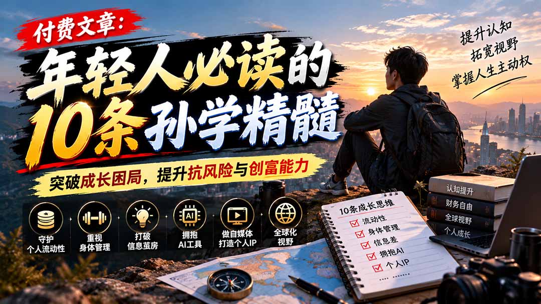 付费文章：年轻人必读的10条孙学精髓，突破成长困局，提升抗风险与创富能力网络赚钱,项目资源网,副业资源网,兼职项目,网赚课程-副业赚钱-互联网创业-独家轻创IP大圣网创