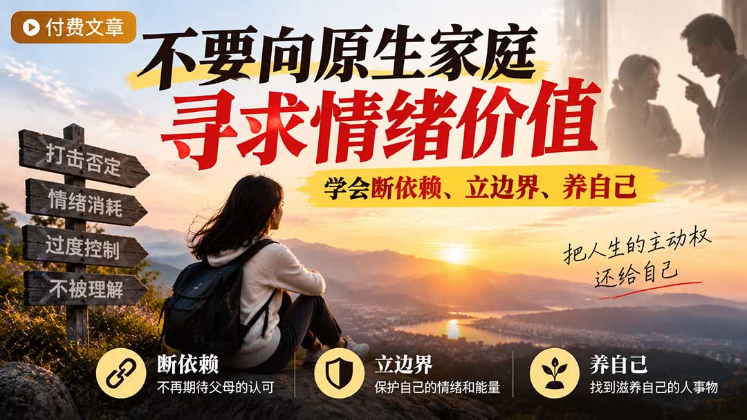 付费文章:不要向原生家庭寻求情绪价值,学会断依赖、立边界、养自己网络赚钱,项目资源网,副业资源网,兼职项目,网赚课程-副业赚钱-互联网创业-独家轻创IP大圣网创