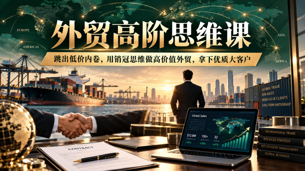 外贸高阶思维课,跳出低价内卷,用销冠思维做高价值外贸,拿下优质大客户网络赚钱,项目资源网,副业资源网,兼职项目,网赚课程-副业赚钱-互联网创业-独家轻创IP大圣网创