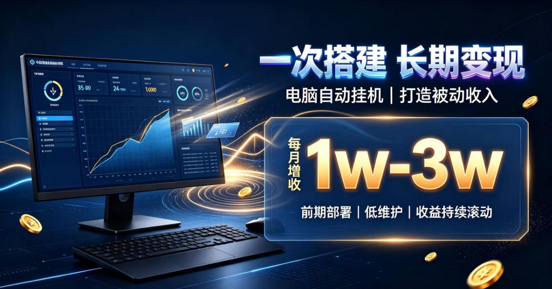 一份投入长期收益，电脑自动挂G类目，搭建被动收入每月增收1w-3w【揭秘】网络赚钱,项目资源网,副业资源网,兼职项目,网赚课程-副业赚钱-互联网创业-独家轻创IP大圣网创