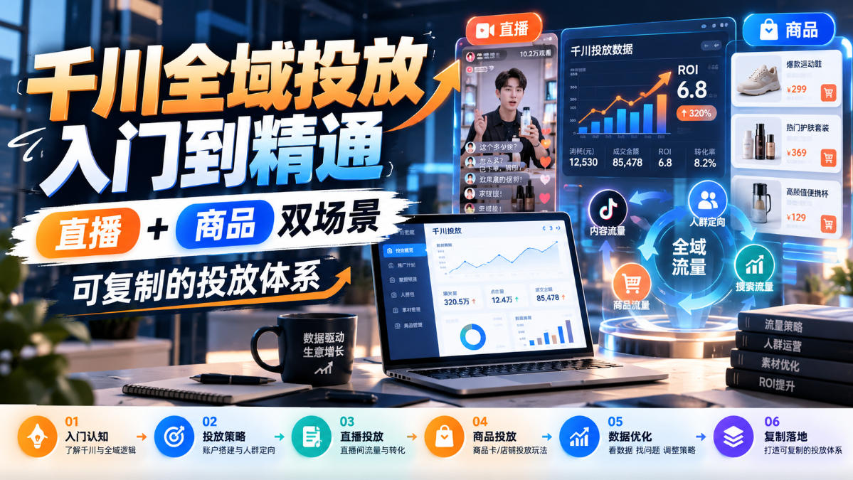 千川全域投放入门到精通,直播+商品双场景,可复制的投放体系(更新1026)网络赚钱,项目资源网,副业资源网,兼职项目,网赚课程-副业赚钱-互联网创业-独家轻创IP大圣网创