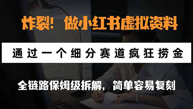 炸裂!做小红书虚拟资料,通过一个细分赛道疯狂捞金,全链路保姆级拆解,简单容易复刻网络赚钱,项目资源网,副业资源网,兼职项目,网赚课程-副业赚钱-互联网创业-独家轻创IP大圣网创