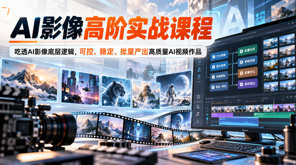 AI影像高阶实战课程，吃透AI影像底层逻辑，可控、稳定、批量产出高质量AI视频作品网络赚钱,项目资源网,副业资源网,兼职项目,网赚课程-副业赚钱-互联网创业-独家轻创IP大圣网创