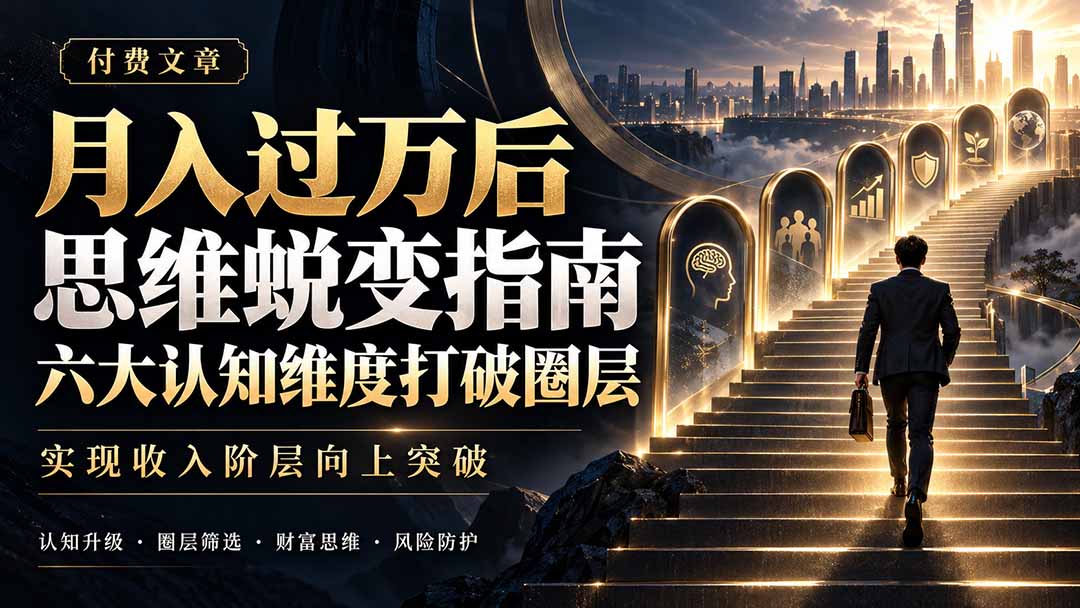 付费文章：月入过万后思维蜕变指南，六大认知维度打破圈层，实现收入阶层向上突破网络赚钱,项目资源网,副业资源网,兼职项目,网赚课程-副业赚钱-互联网创业-独家轻创IP大圣网创