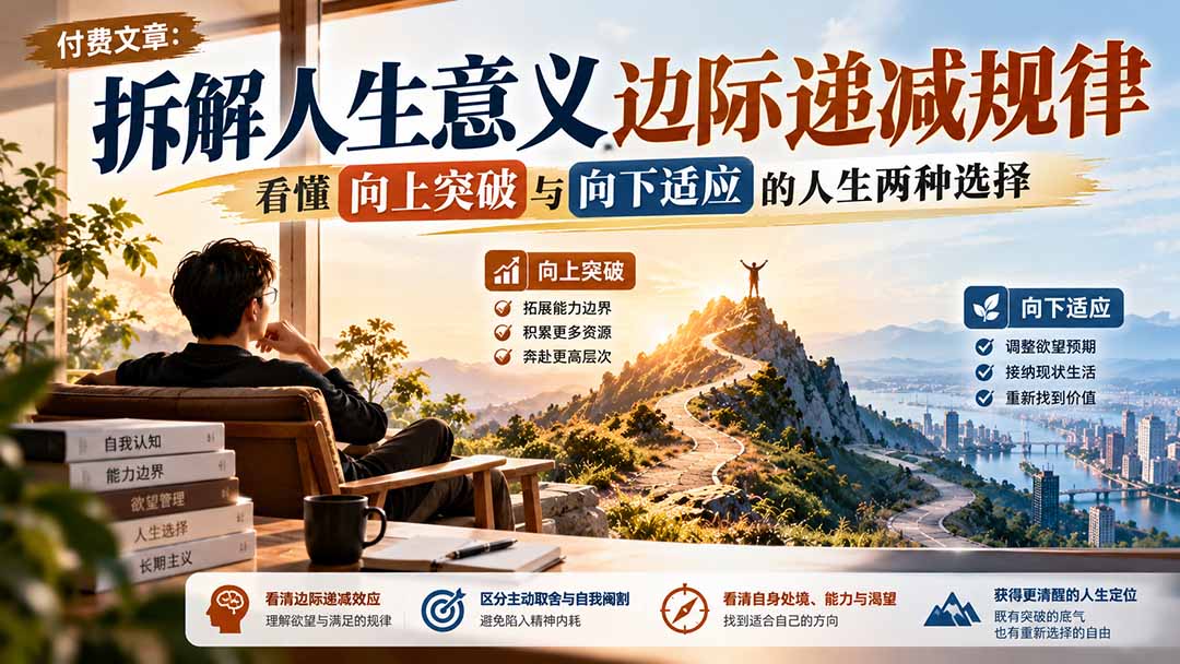 付费文章：拆解人生意义边际递减规律，看懂向上突破与向下适应的人生两种选择网络赚钱,项目资源网,副业资源网,兼职项目,网赚课程-副业赚钱-互联网创业-独家轻创IP大圣网创
