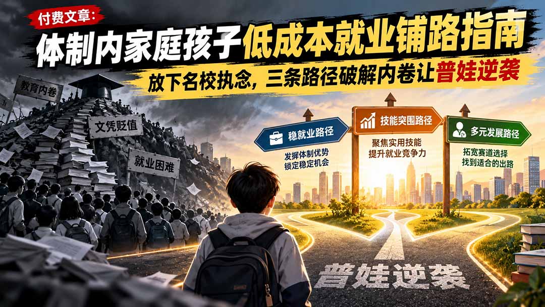付费文章：体制内家庭孩子低成本就业铺路指南，放下名校执念，三条路径破解内卷让普娃逆袭网络赚钱,项目资源网,副业资源网,兼职项目,网赚课程-副业赚钱-互联网创业-独家轻创IP大圣网创
