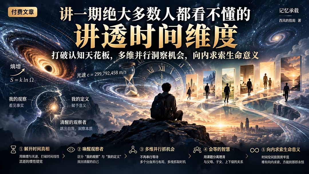付费文章:讲一期绝大多数人都看不懂的,讲透时间维度,打破认知天花板,多维并行洞察机会,向内求索生命意义网络赚钱,项目资源网,副业资源网,兼职项目,网赚课程-副业赚钱-互联网创业-独家轻创IP大圣网创