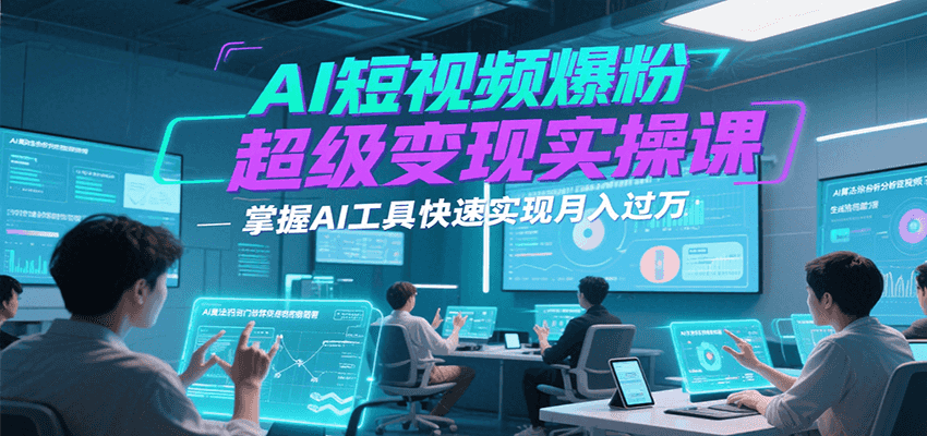 AI短视频爆粉超级变现实操课，掌握AI工具快速实现月入过万网络赚钱,项目资源网,副业资源网,兼职项目,网赚课程-副业赚钱-互联网创业-独家轻创IP大圣网创