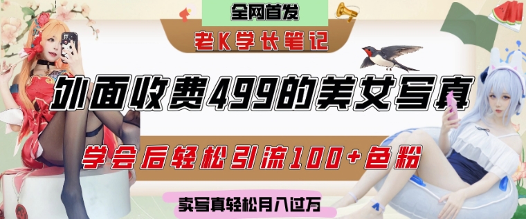 外面收费499的美女写真制作技术，学会后轻松引流S粉变现，日引100+S粉，轻松月入过W网络赚钱,项目资源网,副业资源网,兼职项目,网赚课程-副业赚钱-互联网创业-独家轻创IP大圣网创