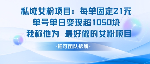 私域女粉项目：每单固定21块，单日变现超1k+，最好做的女粉项目网络赚钱,项目资源网,副业资源网,兼职项目,网赚课程-副业赚钱-互联网创业-独家轻创IP大圣网创