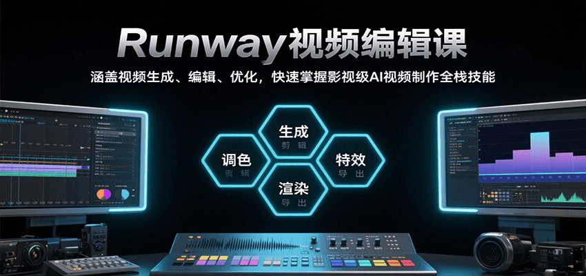 Runway视频编辑课，涵盖视频生成、编辑、优化，快速掌握影视级AI视频制作全栈技能网络赚钱,项目资源网,副业资源网,兼职项目,网赚课程-副业赚钱-互联网创业-独家轻创IP大圣网创