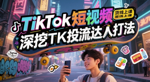 TikTok短视频带货线上课，深挖TK投流达人打法网络赚钱,项目资源网,副业资源网,兼职项目,网赚课程-副业赚钱-互联网创业-独家轻创IP大圣网创