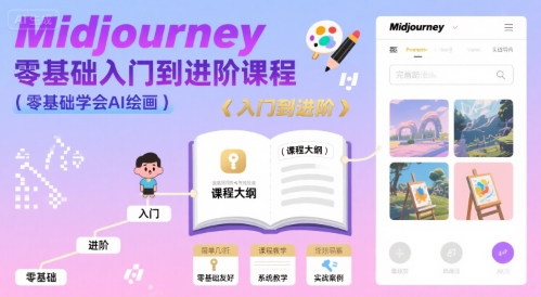 midjourney零基础入门到进阶课程，零基础学会AI绘画网络赚钱,项目资源网,副业资源网,兼职项目,网赚课程-副业赚钱-互联网创业-独家轻创IP大圣网创