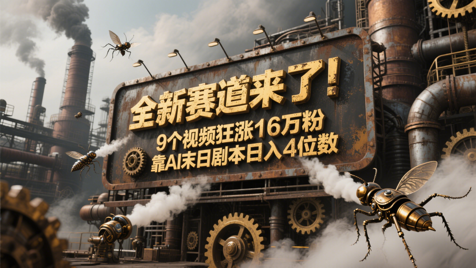 全新赛道来了！9个视频狂涨16万粉，靠AI末日剧本日入4位数，评论区爆肝追更！网络赚钱,项目资源网,副业资源网,兼职项目,网赚课程-副业赚钱-互联网创业-独家轻创IP大圣网创