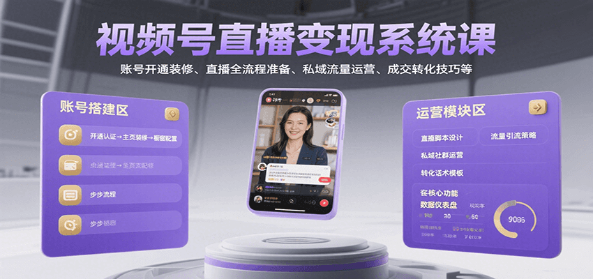 视频号直播变现系统课，账号开通装修、直播全流程准备、私域流量运营、成交转化技巧等网络赚钱,项目资源网,副业资源网,兼职项目,网赚课程-副业赚钱-互联网创业-独家轻创IP大圣网创