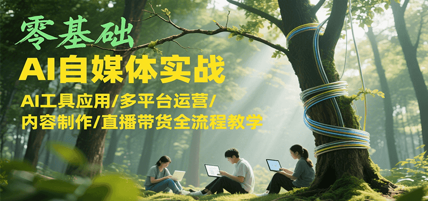 零基础AI自媒体实战，AI工具应用/多平台运营/内容制作/直播带货全流程教学网络赚钱,项目资源网,副业资源网,兼职项目,网赚课程-副业赚钱-互联网创业-独家轻创IP大圣网创