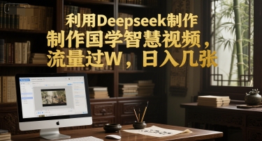 利用Deepseek制作国学智慧视频，流量过W，日入几张网络赚钱,项目资源网,副业资源网,兼职项目,网赚课程-副业赚钱-互联网创业-独家轻创IP大圣网创