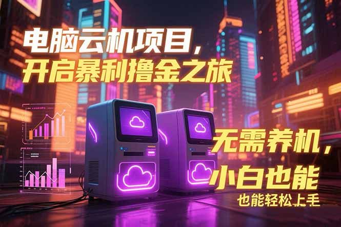 电脑云机项目 暴力撸金玩法，不需要养机 配置没有要求 单机100个窗口一…网络赚钱,项目资源网,副业资源网,兼职项目,网赚课程-副业赚钱-互联网创业-独家轻创IP大圣网创