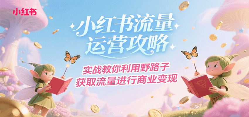 小红书流量运营攻略，实战教你利用野路子获取流量进行商业变现网络赚钱,项目资源网,副业资源网,兼职项目,网赚课程-副业赚钱-互联网创业-独家轻创IP大圣网创