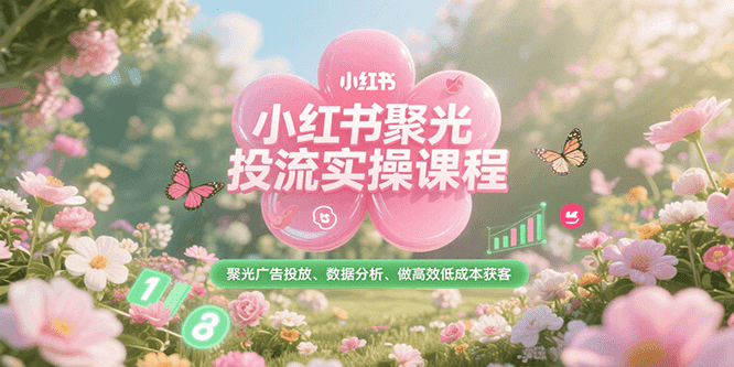 小红书聚光投流实操课程，聚光广告投放、数据分析、做高效低成本获客网络赚钱,项目资源网,副业资源网,兼职项目,网赚课程-副业赚钱-互联网创业-独家轻创IP大圣网创