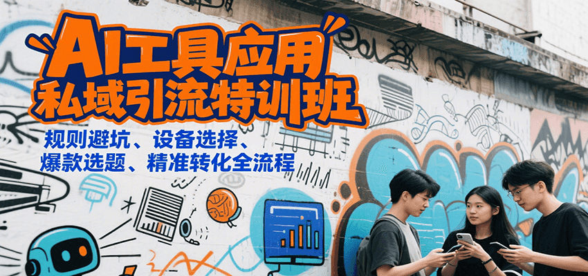 AI工具应用私域引流特训班，规则避坑、设备选择、爆款选题、精准转化全流程网络赚钱,项目资源网,副业资源网,兼职项目,网赚课程-副业赚钱-互联网创业-独家轻创IP大圣网创