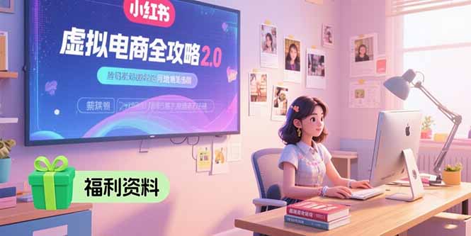 虚拟电商全攻略2.0，开店选品实操流程，账号定位、货源发布、笔记发布技巧网络赚钱,项目资源网,副业资源网,兼职项目,网赚课程-副业赚钱-互联网创业-独家轻创IP大圣网创