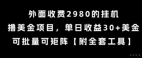 外面收费2980的挂G撸美金项目，单日收益30+美金，可批量可矩阵【揭秘】网络赚钱,项目资源网,副业资源网,兼职项目,网赚课程-副业赚钱-互联网创业-独家轻创IP大圣网创