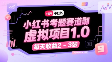 小红书考题赛道虚拟项目1.0，项目操作简单，每天收益2-3张网络赚钱,项目资源网,副业资源网,兼职项目,网赚课程-副业赚钱-互联网创业-独家轻创IP大圣网创