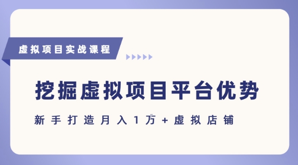 抓住虚拟项目各平台优势，新手轻松月入1W+(给出具体建议)网络赚钱,项目资源网,副业资源网,兼职项目,网赚课程-副业赚钱-互联网创业-独家轻创IP大圣网创
