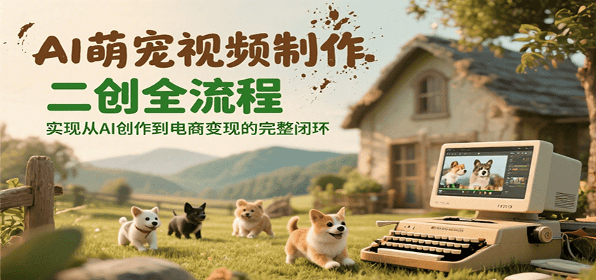 AI萌宠视频制作二创全流程，实现从AI创作到电商变现的完整闭环网络赚钱,项目资源网,副业资源网,兼职项目,网赚课程-副业赚钱-互联网创业-独家轻创IP大圣网创
