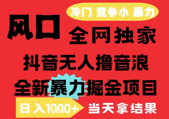 25年6月高爆抖音无人直播最新撸音浪掘金项目，解放双手小白可做，无脑日入1k+，门槛低【揭秘】网络赚钱,项目资源网,副业资源网,兼职项目,网赚课程-副业赚钱-互联网创业-独家轻创IP大圣网创