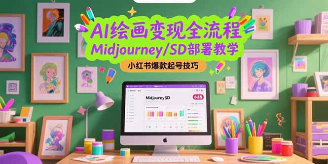 AI绘画变现全流程，Midjourney/SD部署教学，小红书爆款起号技巧网络赚钱,项目资源网,副业资源网,兼职项目,网赚课程-副业赚钱-互联网创业-独家轻创IP大圣网创