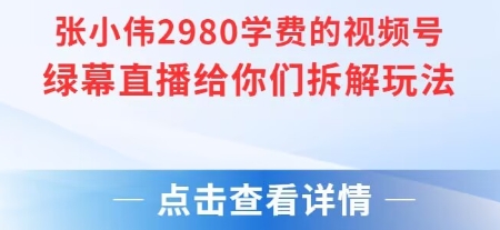 张小伟2980付费额视频号绿幕直播给你们拆解玩法网络赚钱,项目资源网,副业资源网,兼职项目,网赚课程-副业赚钱-互联网创业-独家轻创IP大圣网创