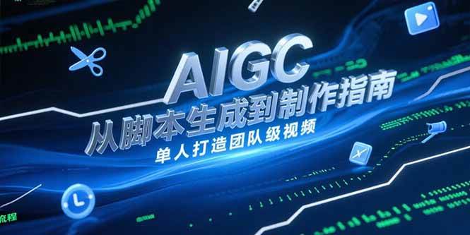 （15170期）AIGC视频制作指南，从脚本生成到剪辑全流程，单人打造团队级视频网络赚钱,项目资源网,副业资源网,兼职项目,网赚课程-副业赚钱-互联网创业-独家轻创IP大圣网创